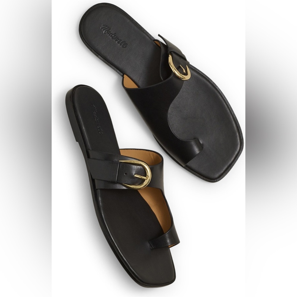 Madewell Pietro Pasha Toe Loop Sandal (8): black leather